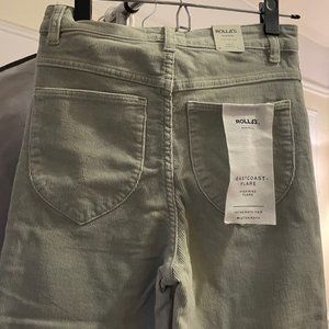 NWT Rollas Eastcoast Flare Cord Seagrass 27 hi-waist corduroy 70s Vintage BOHO